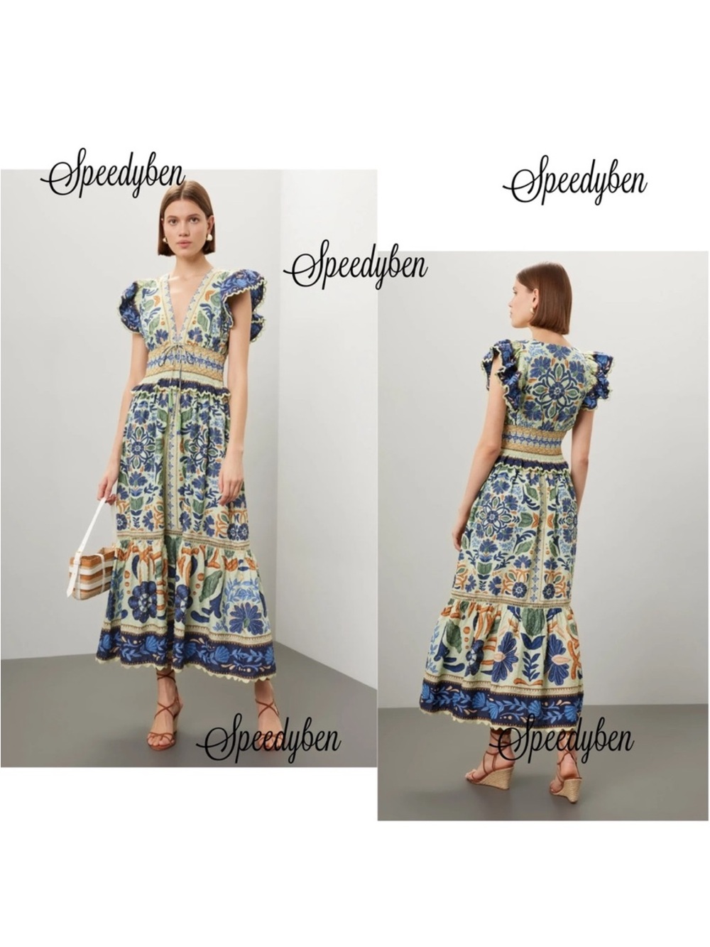 Farm Rio Ocean Tapestry Maxi Dress size X-Small - Picture 5 of 14